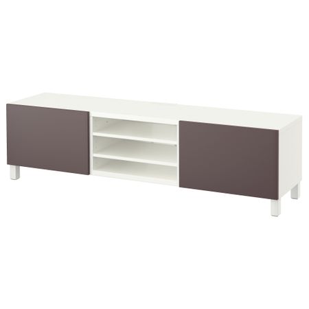 Тумба для ТВ с ящиками БЕСТО, белый, Вальвикен темно-коричневый (180x40x48 см)
