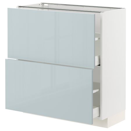 Напольный шкаф с 2 ящиками, 80x37 см, белый, Kallarp серо-синий светлый IKEA METOD МЕТОД, MAXIMERA МАКСИМЕРА 594.795.70