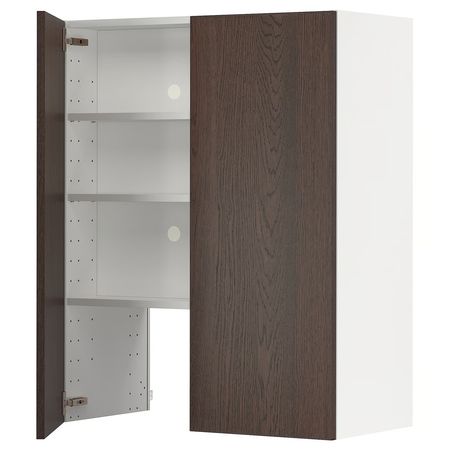 METOD Навесной шкаф д/вытяжки/полка/дверь - белый/Sinarp коричневый 80x100 см