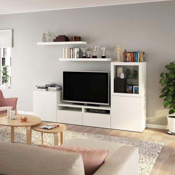 Шкаф для ТВ, комбинация, белый 240x42x129 см IKEA BESTÅ БЕСТО / LACK ЛАКК 093.987.41 - фото 2