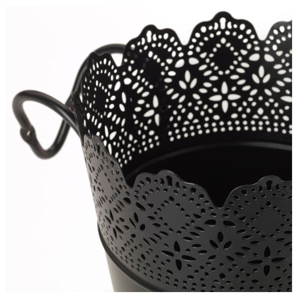 Кашпо с держателем СКУРАР, д/дома/улицы, черный (15 см) - фото 4