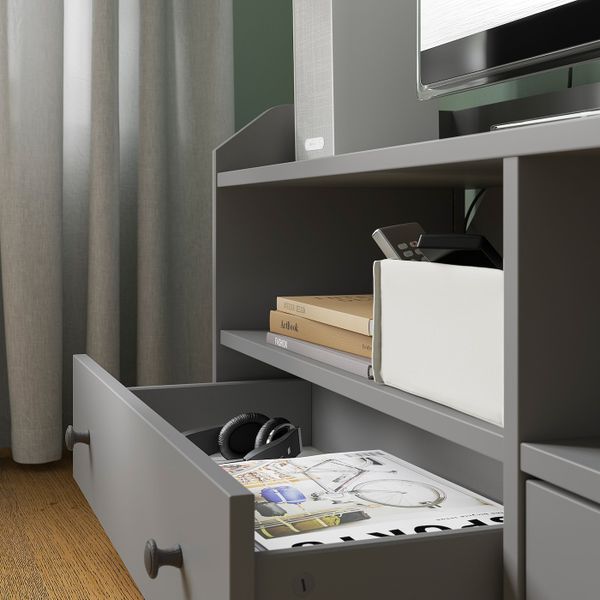 Тумба под ТВ, серый 138x36x54 см IKEA HAUGA ХАУГА 004.150.66 - фото 3