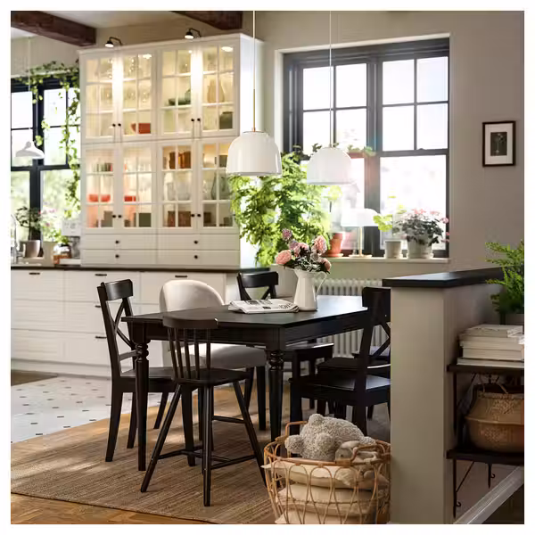 ROSENTORP РОЗЕНТОРП Раздвижной стол - чёрный 155/215x87 см - фото 2