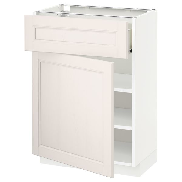 Напольный шкаф с ящиком, дверью МЕТОД / ФОРВАРА, белый, Лаксарби белый - схема-чертеж с размерами