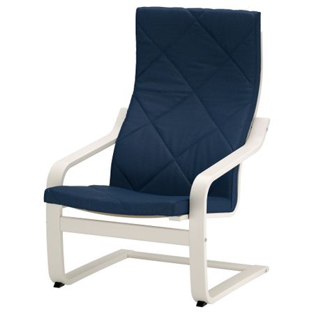 Кресло ПОЭНГ, белый, Эдум темно-синий