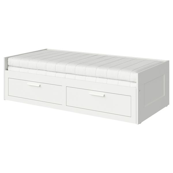 Кушетка с 2 матрасами, 2 ящиками, 80x200 cm IKEA BRIMNES БРИМНЭС 894.944.99 - фото 1
