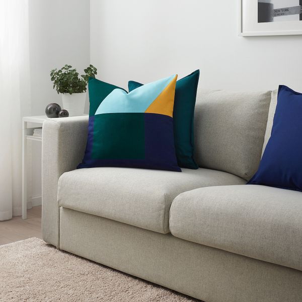 Чехол на подушку, синий/зеленый, желтый 50x50 см IKEA МАЙЯЛИЗА 704.257.93 - схема-чертеж с размерами