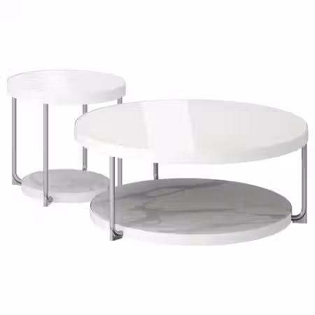 FRÖTORP Набор столиков, 2 шт. - белый хромированный/белый стекло