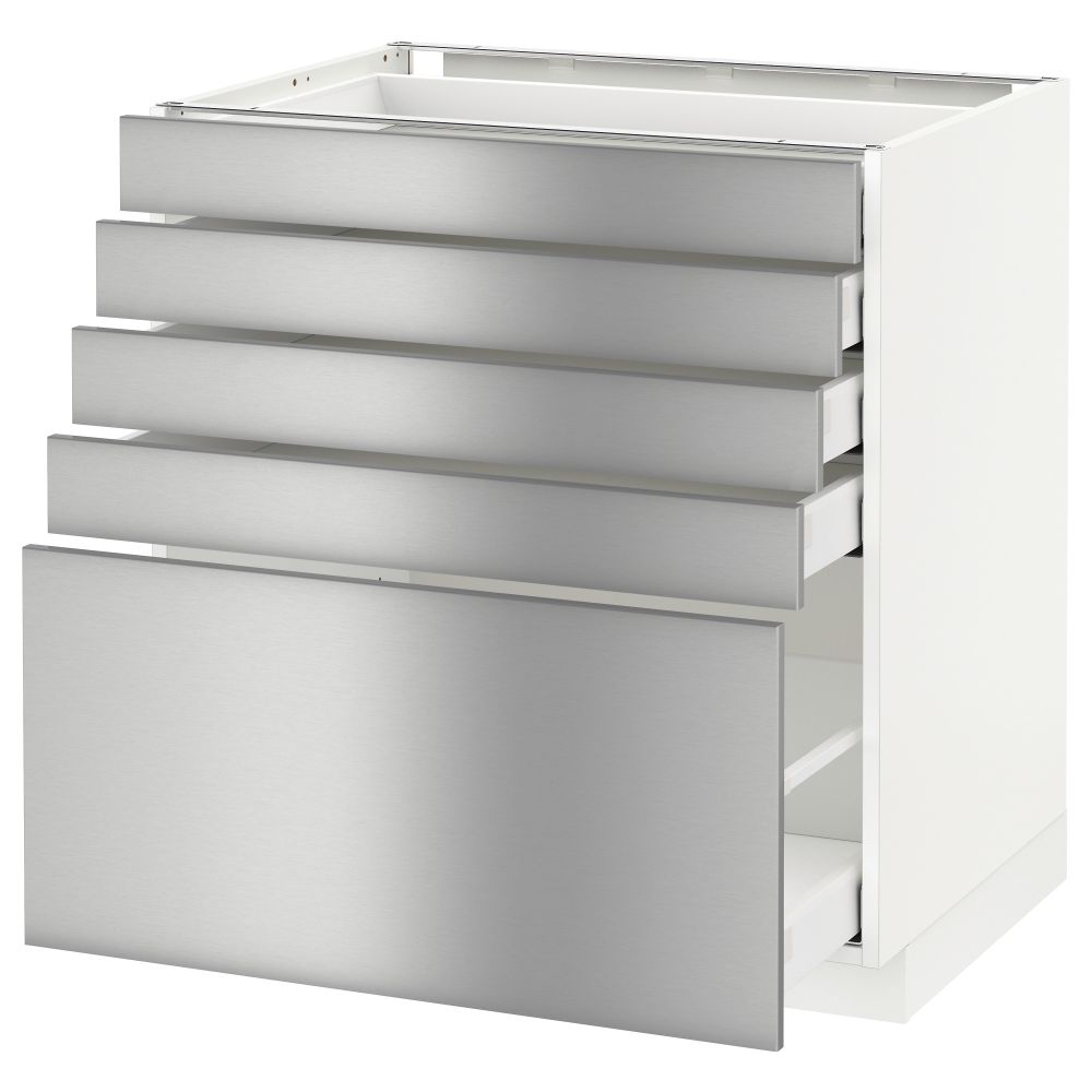 Напольный шкаф с 5 ящиками МЕТОД / МАКСИМЕРА, белый, Гревста нержавеющ сталь - схема-чертеж с размерами