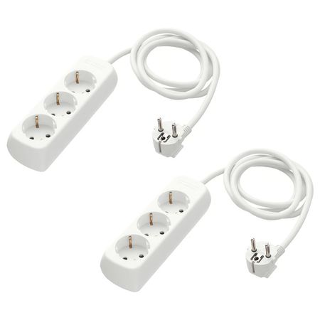 KOPPLA Удлинитель 3-местный - с заземлением/белый 1.5 м