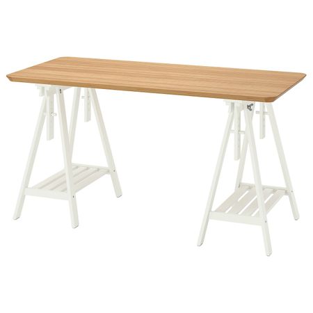 Письменный стол, бамбук белый 140x65 см IKEA ANFALLARE АНФАЛЛАРЕ / MITTBACK МИТТБАКК 494.177.33