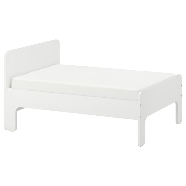 Раздвижная кровать с реечным дном, белый 80x200 см IKEA SLÄKT СЛЭКТ 293.265.12 - фото 1