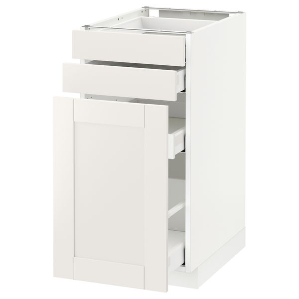 Напольный шкаф с выдвижными модулями, 2 фронтальные панели МЕТОД / МАКСИМЕРА, белый, Сэведаль белый - схема-чертеж с размерами