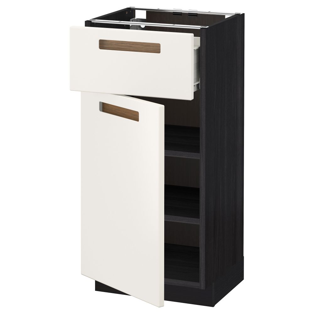 Напольный шкаф с ящиком, дверью МЕТОД / ФОРВАРА, черный, Мэрста белый - схема-чертеж с размерами