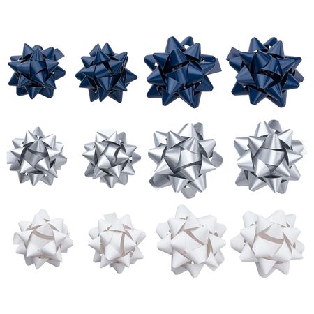 Бант для подарочной упаковки,12 шт., синий/серебристый-белый IKEA VINTER 2021 ВИНТЕР 2021 304.996.96