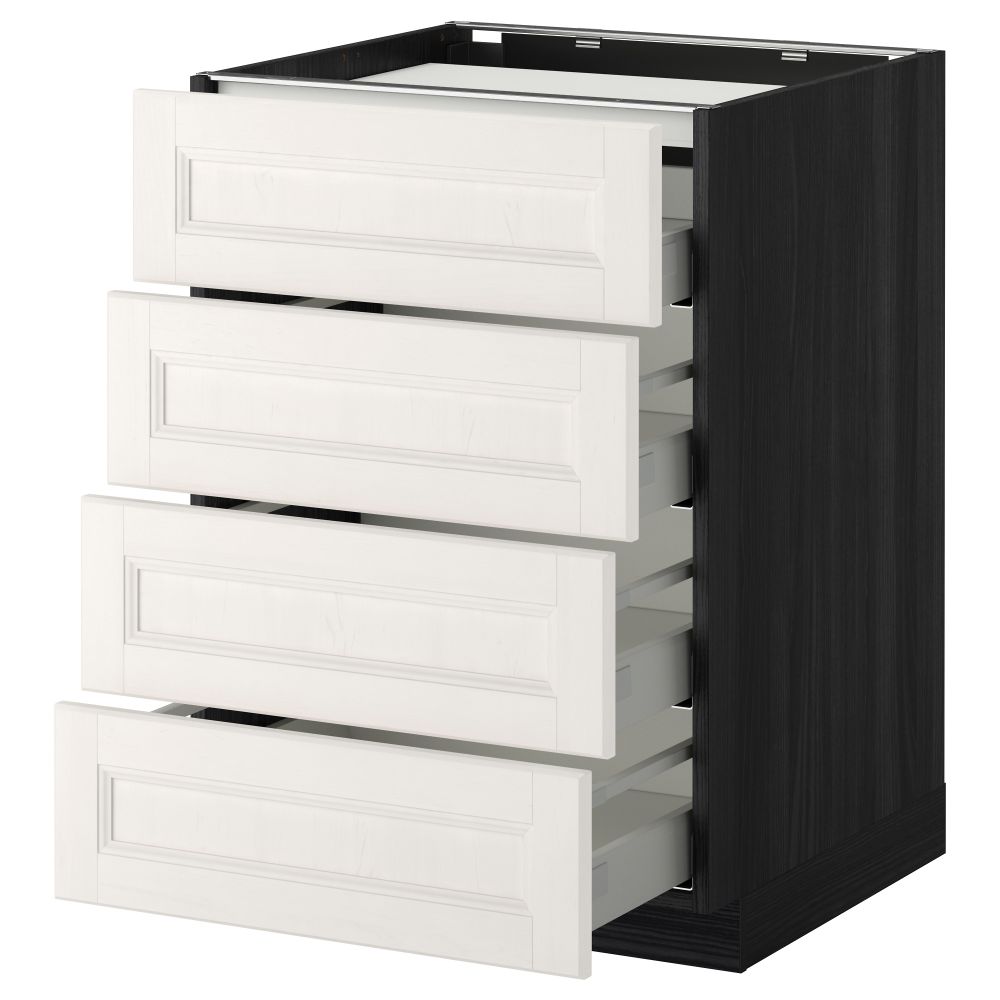 Напольный шкаф, 4 фронтальных панели, 4 ящика МЕТОД / МАКСИМЕРА, черный, Лаксарби белый - фото 1