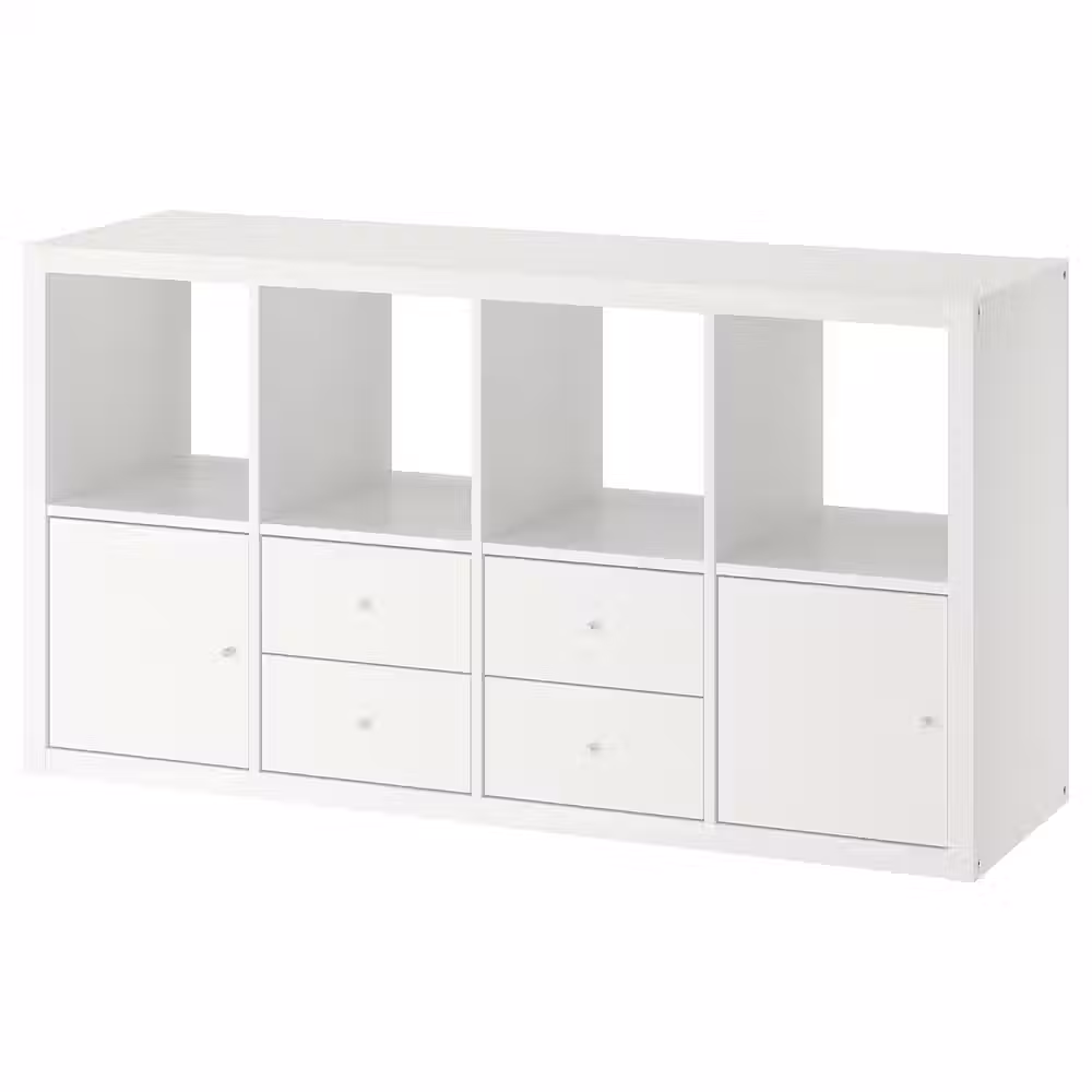 KALLAX Стеллаж с 4 вставками - белый 147x77 см - фото 1