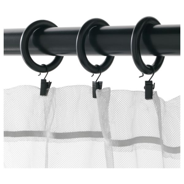 Гардин кольцо с зажимом и крючком ПОРТИОН, черная морилка (47 мм) - фото 2