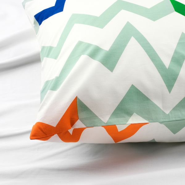 Пододеяльник и 1 наволочка, светло-зеленый, разноцветный 150x200/50x70 см IKEA СТИЛЛСАМТ 203.767.71 - схема-чертеж с размерами