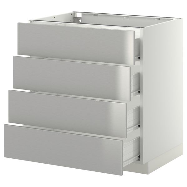 Напольный шкаф 4 фронтальных панели, 4 ящика МЕТОД / ФОРВАРА, белый, Гревста нержавеющ сталь - схема-чертеж с размерами