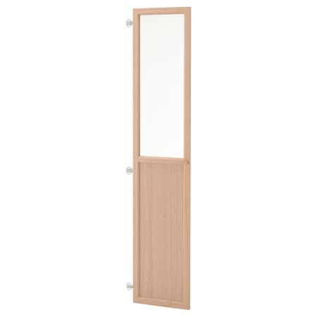 Панельная, стекляная дверца, 40x192 см, дубовый шпон, беленый IKEA OXBERG ОКСБЕРГ 604.040.41