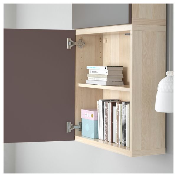 Навесной шкаф с 2 дверями БЕСТО, под беленый дуб, Вальвикен темно-коричневый (60x20x128 см) - схема-чертеж с размерами