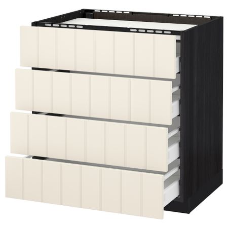 Напольный шкаф, 4 фронтальных панели, 4 ящика МЕТОД / МАКСИМЕРА, черный, Хитарп белый с оттенком