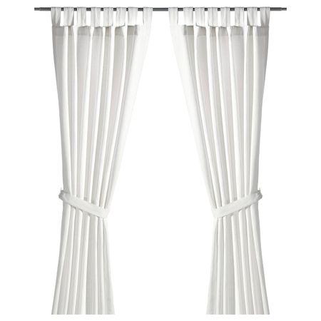 Гардины с прихватом, 2 шт., белый 140x300 см IKEA LENDA ЛЕНДА 703.705.83