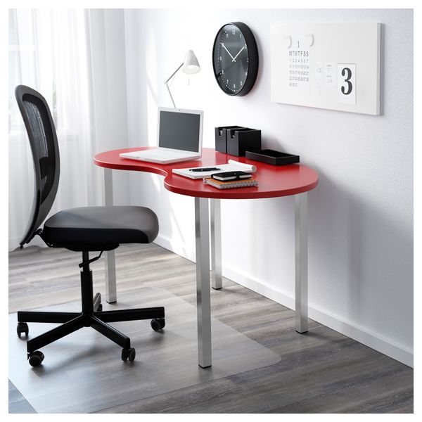 Стол ХИССМОН / ШУННЕ, красный, никелированный (140x75 см) - схема-чертеж с размерами