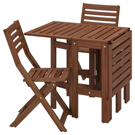 Стол + 2 складных стула,д/сада, коричневая морилка IKEA ÄPPLARÖ ЭПЛАРО 193.265.41