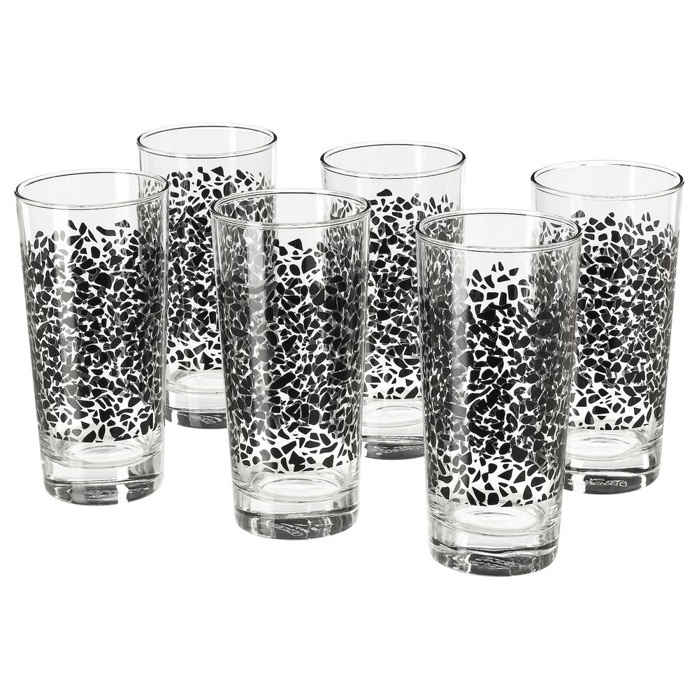 Стакан, черный, с рисунком, 40 сл 6 шт IKEA ВОРКУЛ 303.983.48 - фото 1