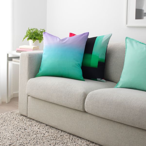 Чехол на подушку, светлый бирюзово-зеленый, светло-сиреневый, 50x50 см IKEA СТРЭВКЛИНТ 504.472.96 - фото 3