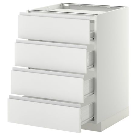 Напольный шкаф, 4 фронтальных панели, 4 ящика МЕТОД / ФОРВАРА, белый, Нодста белый