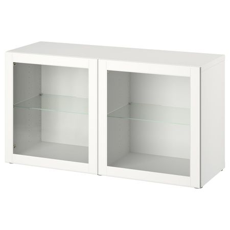 Комбинация настенных шкафов, белый/оствик прозрачное стекло 120x42x64 см IKEA BESTÅ БЕСТО 894.420.09