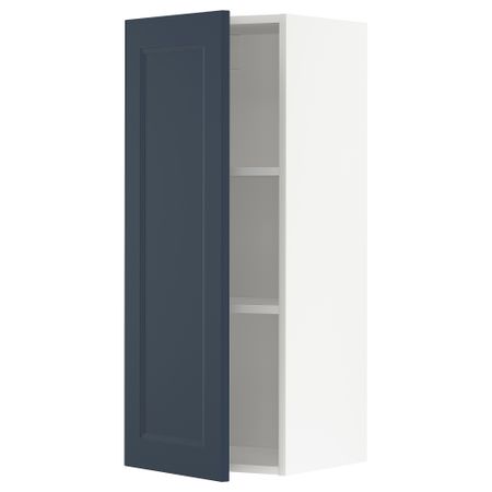 Навесной шкаф с полками, белый Axstad, матовая поверхность синий, 40x100 см IKEA METOD МЕТОД 094.577.16