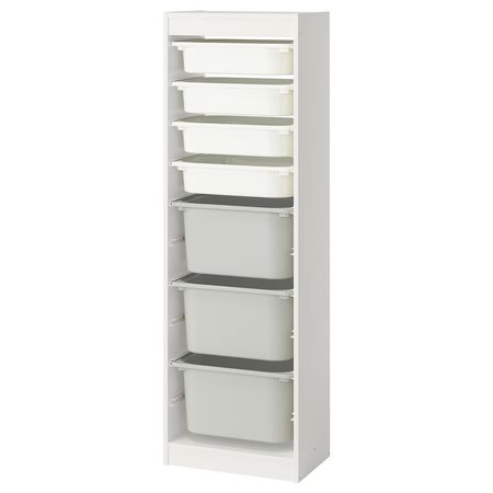 TROFAST Комбинация д/хранения+контейнеры - белый белый/серый 46x30x145 см
