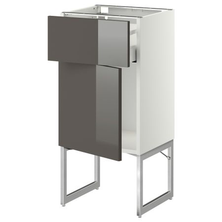 Напольный шкаф с ящиком, дверью МЕТОД / МАКСИМЕРА, белый, Рингульт серый