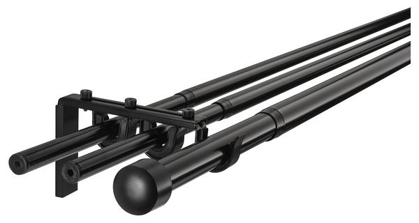 RÄCKA / HUGAD Тройной гардинный карниз,комбинация - чёрный 210-385 см