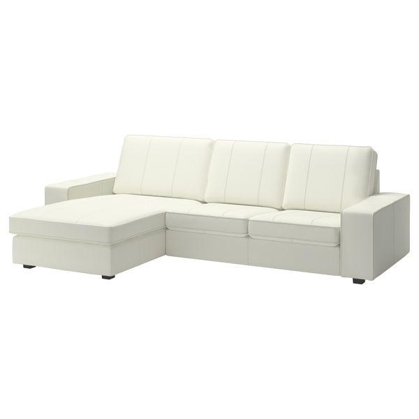 2-местный диван и козетка КИВИК, Гранн, Бумстад белый - фото 1