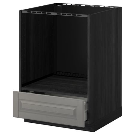 Напольный шкаф для духовки, с ящиком МЕТОД / МАКСИМЕРА, черный, Будбин серый (60x60 см)