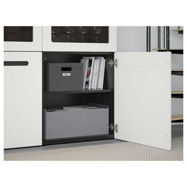 Комбинация для хранения со стеклянными дверцами БЕСТО, черно-коричневый, Марвикен белый прозрачное стекло (120x40x192 см) - схема-чертеж с размерами