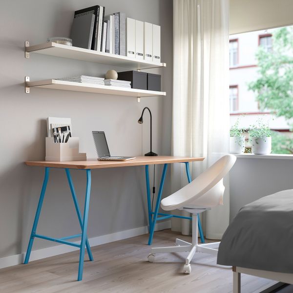 Стол, бамбук/синий 140x65 см IKEA HILVER ХИЛВЕР / LERBERG ЛЕРБЕРГ 593.308.76 - схема-чертеж с размерами