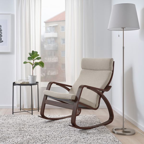 Кресло-качалка, коричневый/Хили бежевый IKEA POÄNG ПОЭНГ 093.194.14 - фото 2