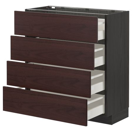 Напольный шкаф 4 фронтальных панели, 4 ящика, 80x37 cm IKEA METOD МЕТОД, MAXIMERA МАКСИМЕРА 693.341.62