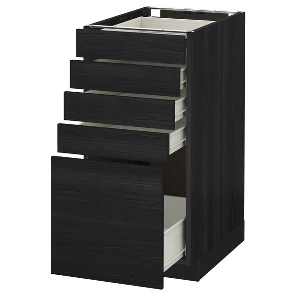 Напольный шкаф с 5 ящиками МЕТОД / ФОРВАРА, черный, Тингсрид черный - схема-чертеж с размерами