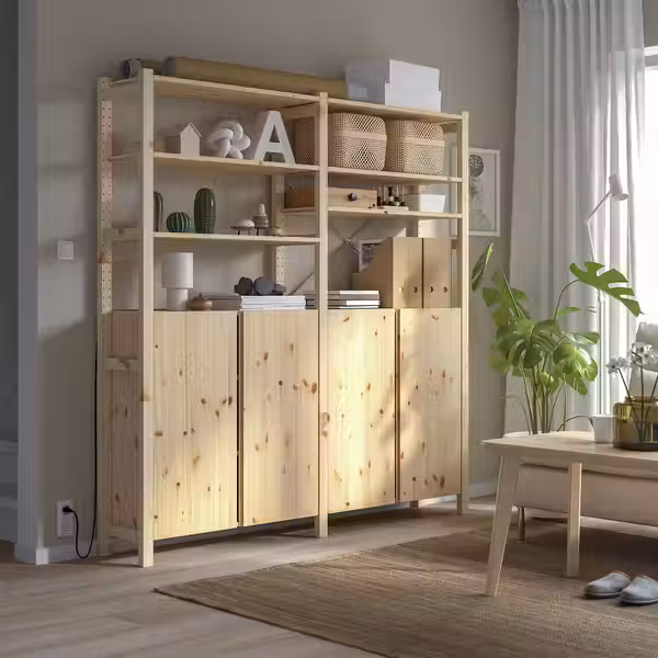 IVAR 2 секции/полки/шкаф - сосна 174x30x179 см - схема-чертеж с размерами