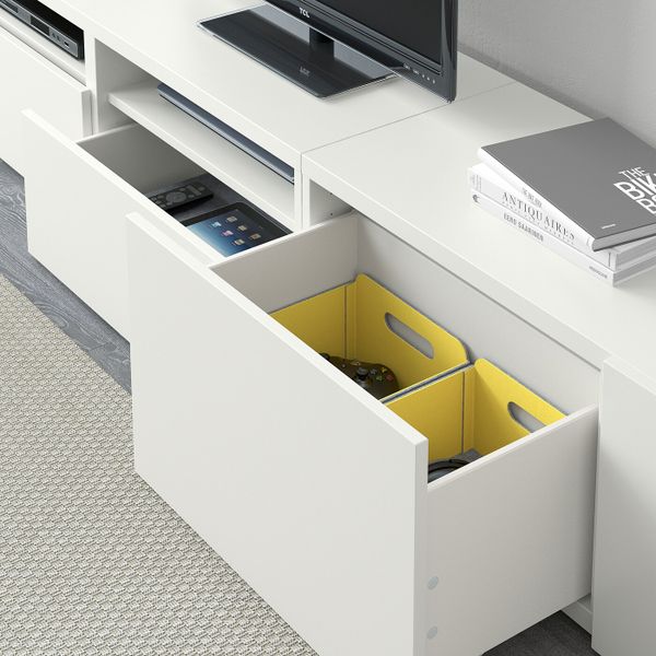 Шкаф для ТВ, комбинация, Лаппвикен белый 240x20/40x204 см IKEA BESTÅ БЕСТО 492.514.12 - фото 3