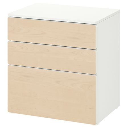 Комод с 3 ящиками, 60x42x63 см, белый, береза IKEA PLATSA ПЛАТСАA ПЛАТСА, SMÅSTAD СМОСТАД 894.201.92