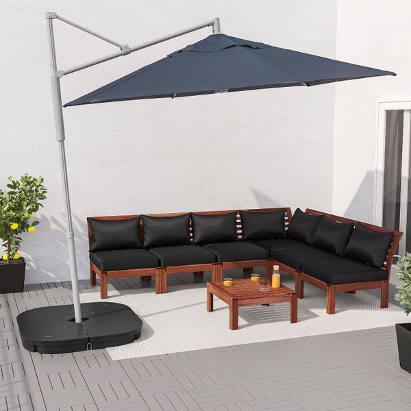 Зонт от солнца с опорой, синий, Сварто темно-серый, 300 см IKEA ОКСНЭ / ЛИНДЭЙА 892.914.68 - фото 6