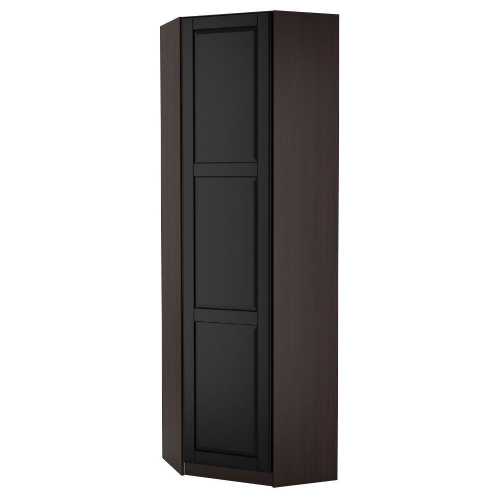 Гардероб угловой ПАКС, черно-коричневый, Ундредаль черный - фото 1